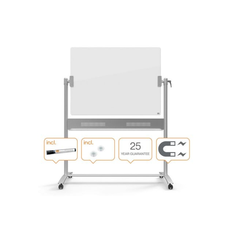 Whiteboard glas 1200x900mm mobiel wit