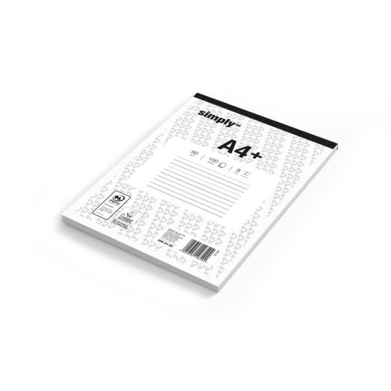 Schrijfblok Simply A4+ lijn 100v/pk 5