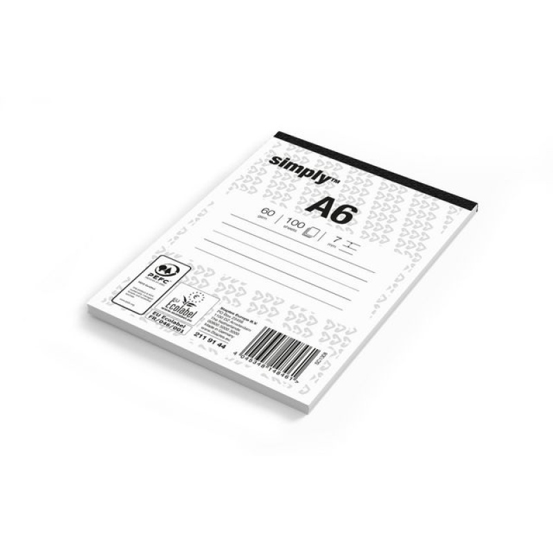Schrijfblok Simply A6 lijn 100v/pk5