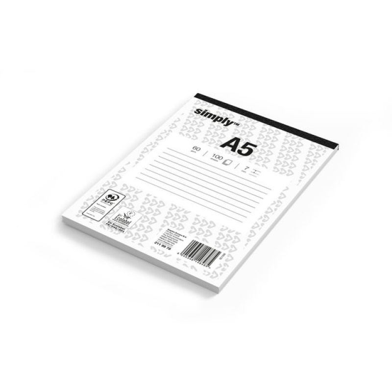 Schrijfblok Simply A5 lijn 100v/pk5