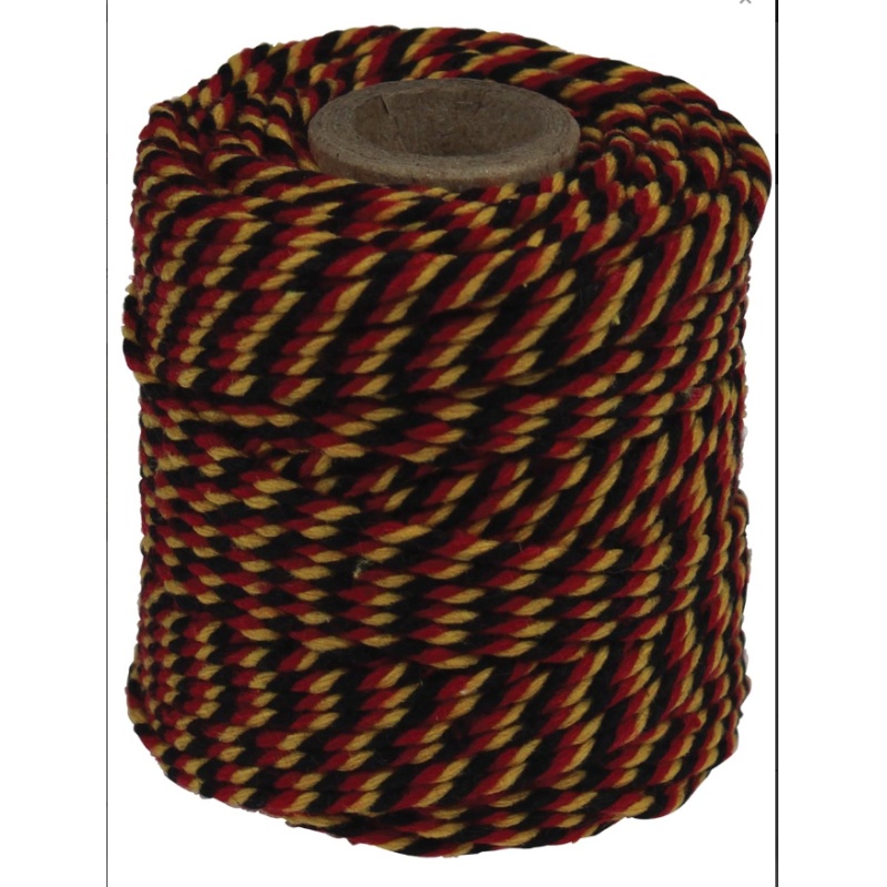Katoentouw zwart-rood-geel 50g 35m/pk10