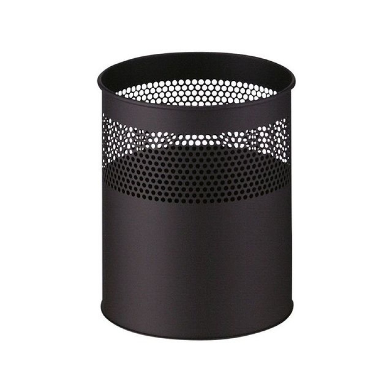 Papierbak rond met perfo 30Ltr zwart