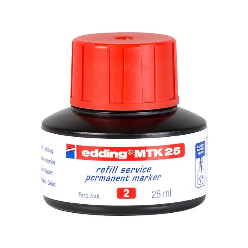 Inkt edding permanent MTK-25 rood 25ml