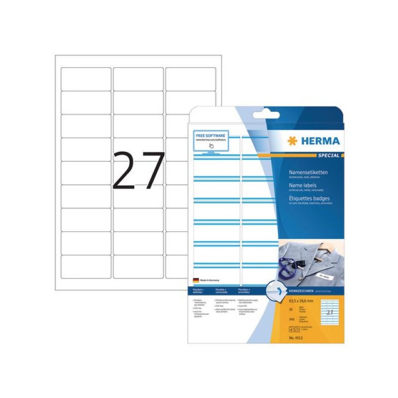 Naametiket Herma LC 64x30 wit-bl/pak 540