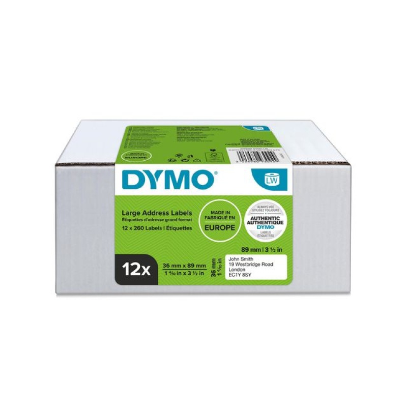 Etiket Dymo 36x89mm 99012/ pk 12x260