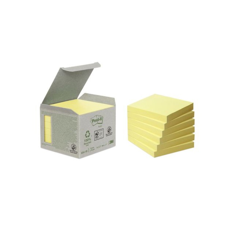 Notitieblok Post-it rec 76x76mm geel/pk6