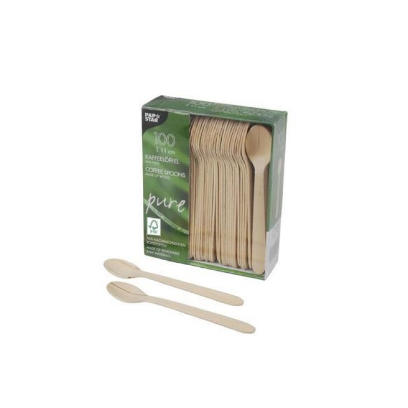 Koffielepel hout pure 11cm/pk100
