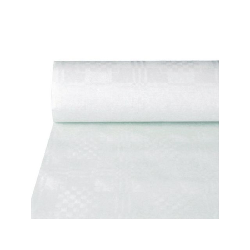 Tafelkleed op rol 10mx100cm damast wit