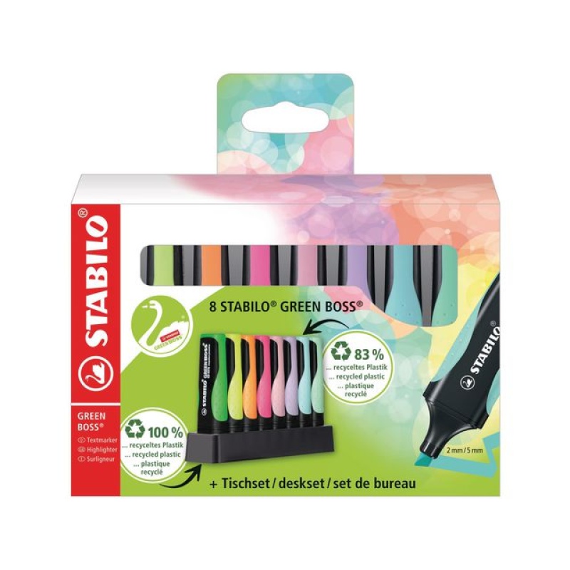 Tekstmarker GREEN BOSS deskset ass/pk8
