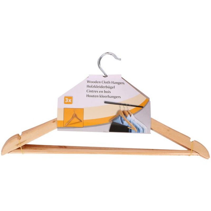 Kledinghanger 44x24cm hout/pak 3