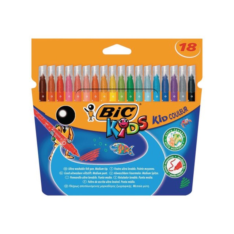 Viltstift Bic kid couleur med ass/pk 18