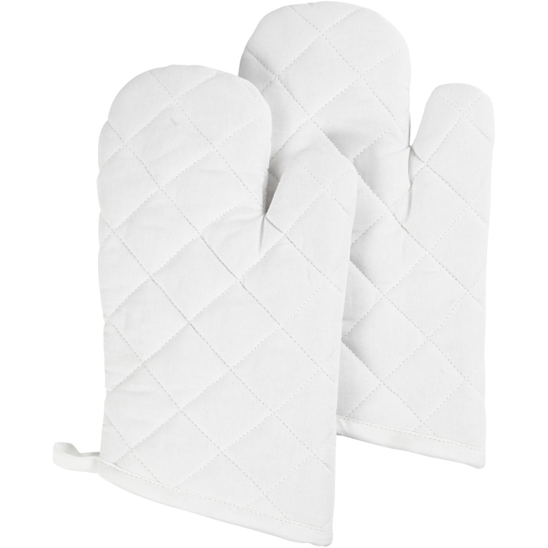 Ovenhandschoen 18x28cm 145g wit/pk2