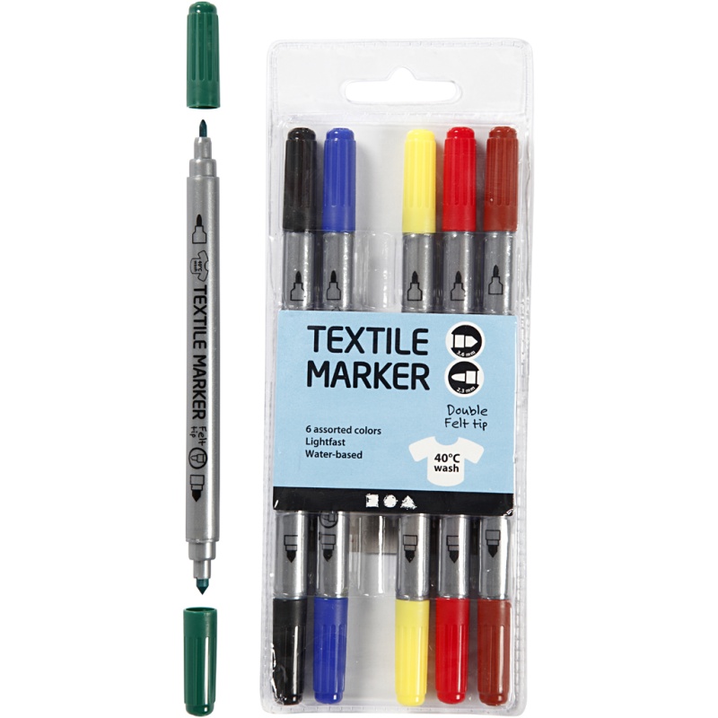 Textielstift 2,3+3,6mm standaard kl/pk6
