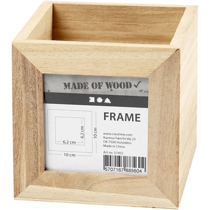 Pennenbakje 10x10x10cm m/lijst hout