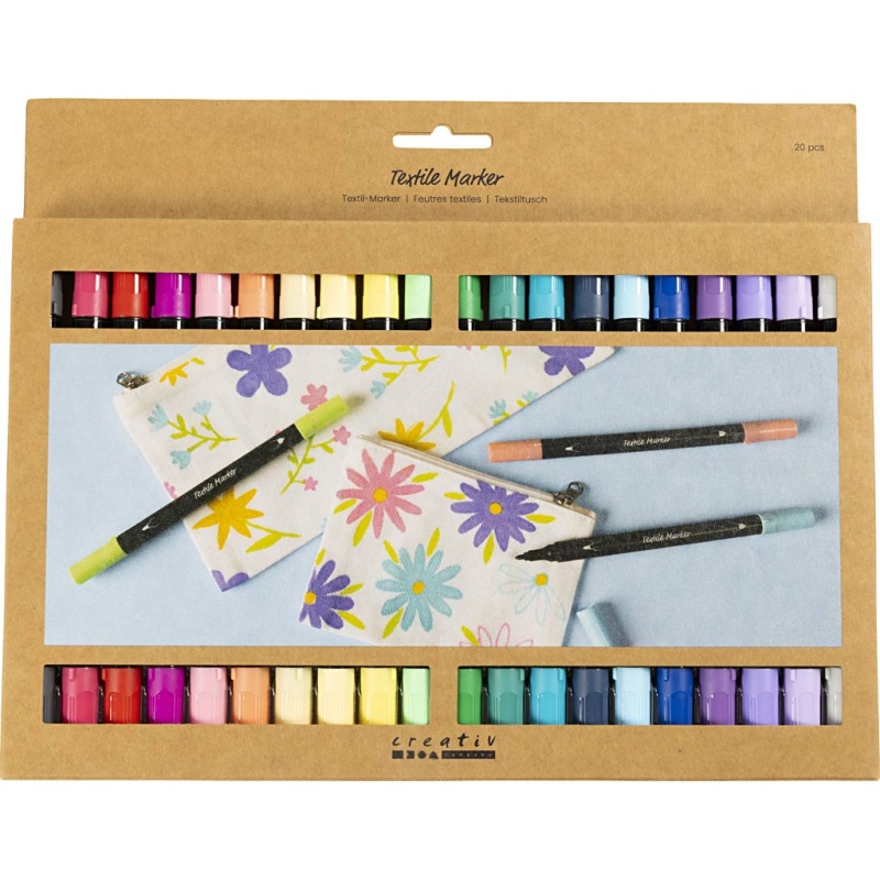 Textielstift 2,3+3,6mm extra kleur./pk20