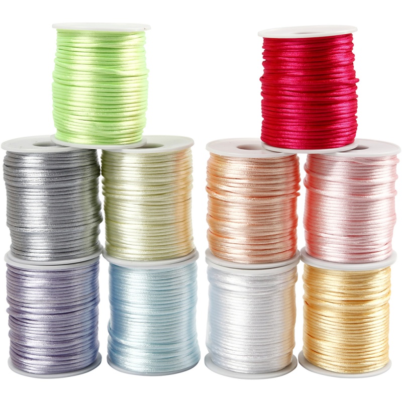 Satijnkoord 2mm pastel kleuren/pk10x50m
