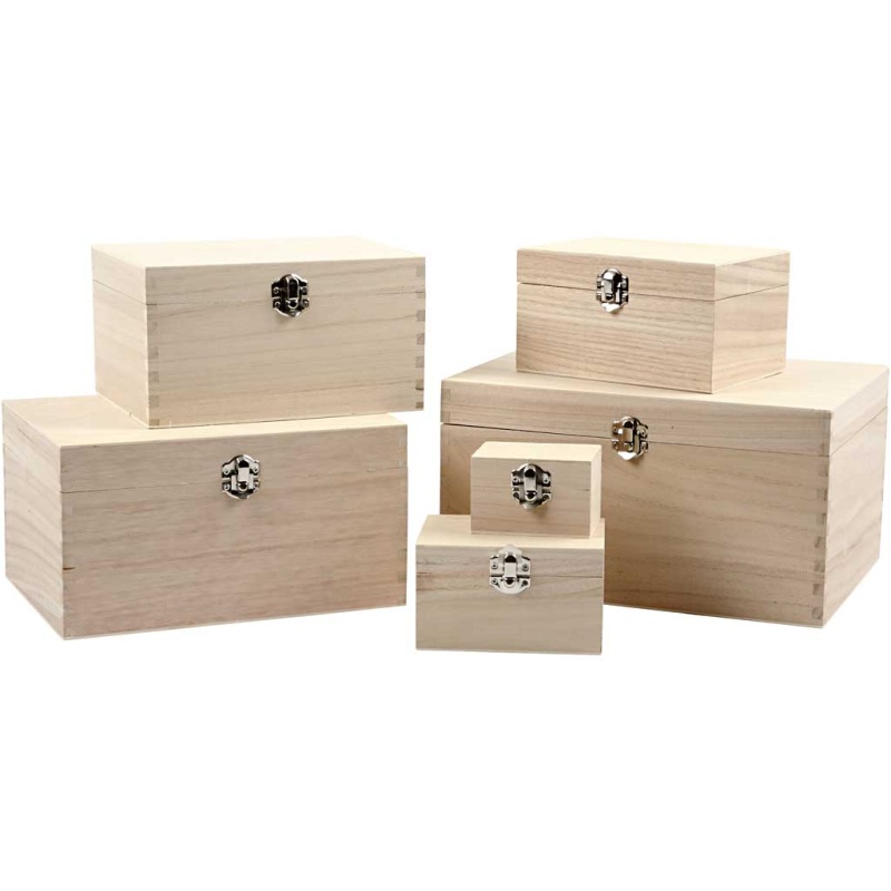 Doos hout div. afmetingen m/sluiting/pk6
