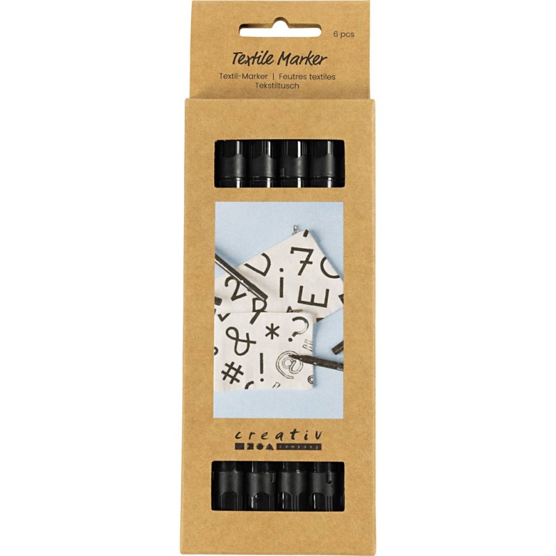 Textielstift 2,3+3,6mm zwart/pk6