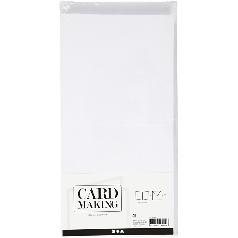 Kaart/envelop 150x150mm/160x160mm wt/50