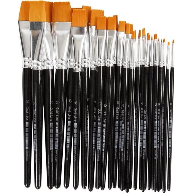 Penseel Gold Line plat assorti/pk30