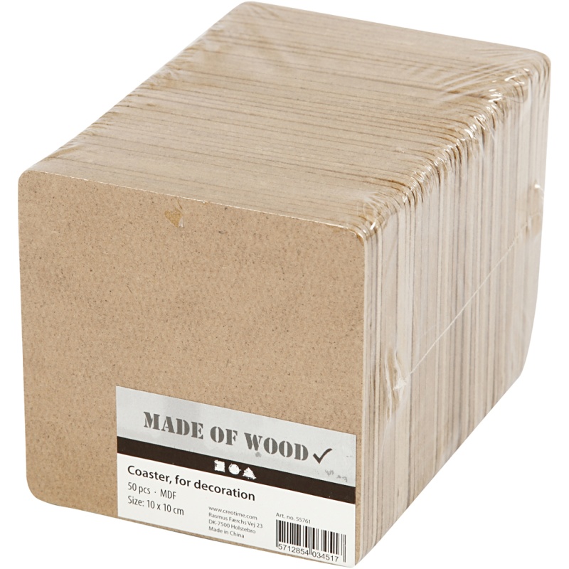 Onderzetter 10x10x0,3cm mdf/pk50