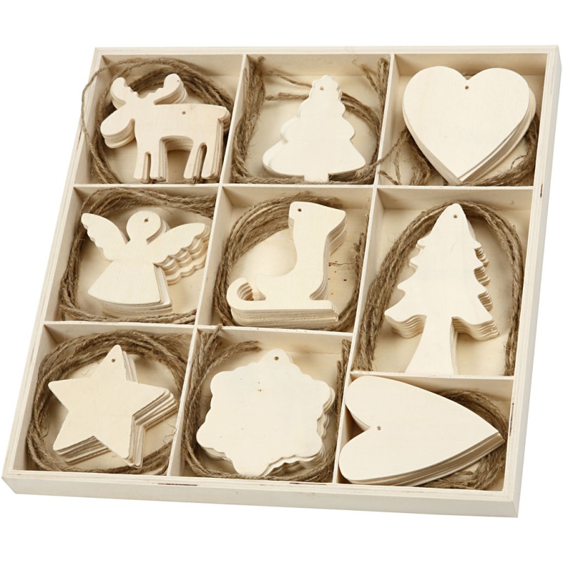 Decoratiehanger Kerst 7-8cm hout/ds72