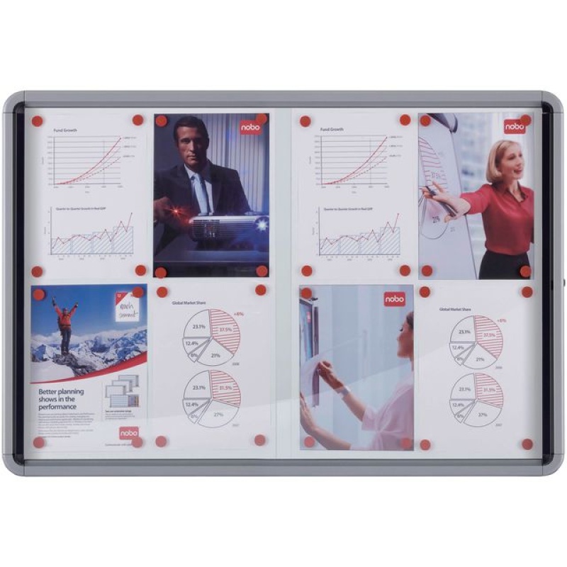 Vitrine Nobo binnen schuif 18xA4 magn