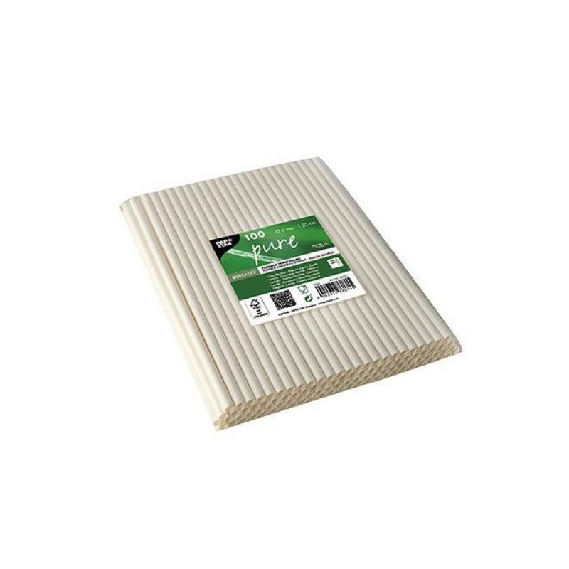 Rietje papier pure 20cm flex wt/ds10x100