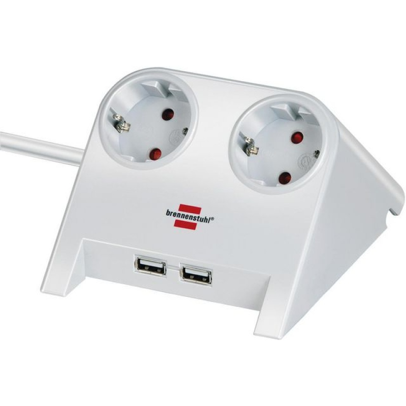 Stekkerdoos 2 usb 2-voudig 1,8m wit