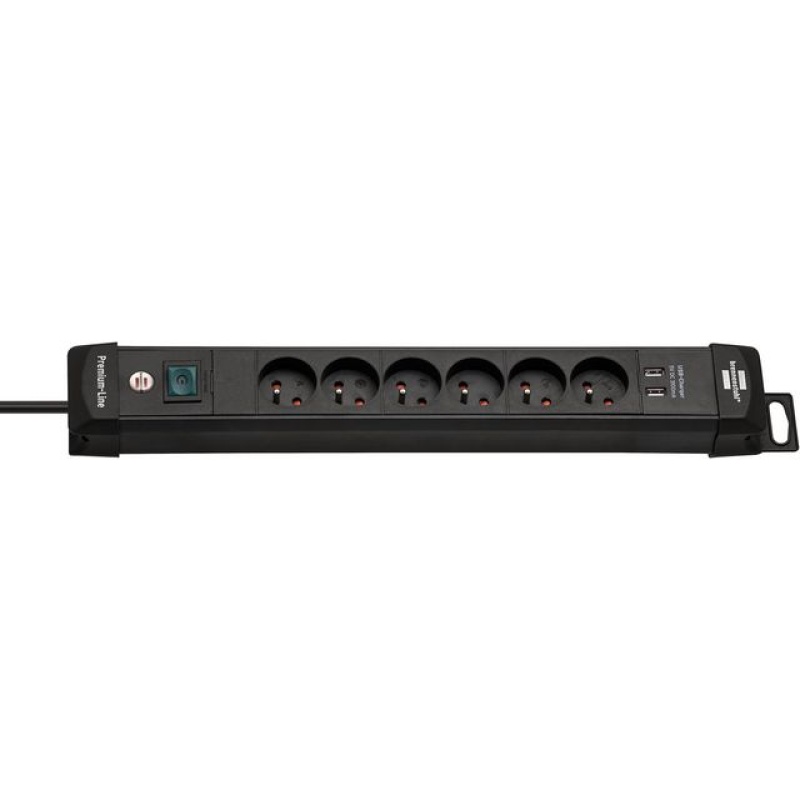 Stekkerdoos PL 6-voudig 3m usb BE zwart