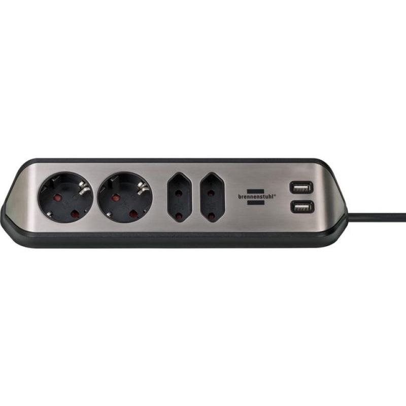 Hoekaansluitingdoos usb 4-voud zw-rvs