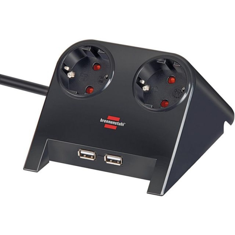 Stekkerdoos 2 usb 2-voudig 1,8m zwart