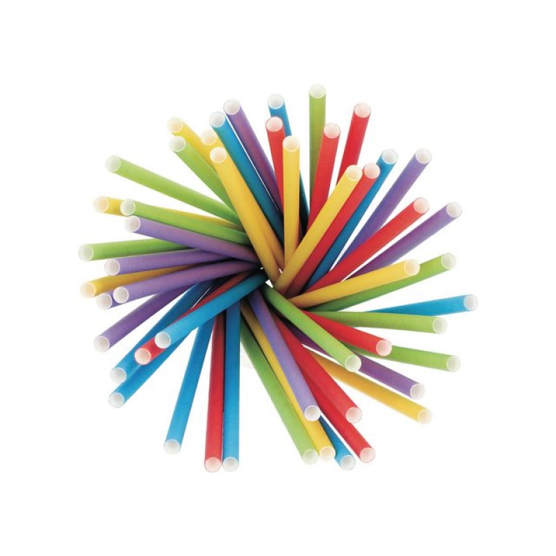 Rietje papier shake 25cm assorti/pk500