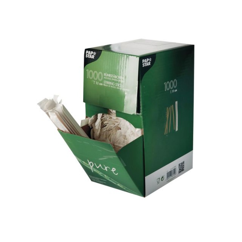 Roerstaafje hout pure 11cm pst br/pk1000