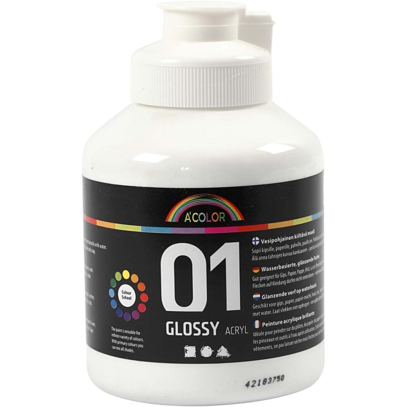 Acrylverf Acolor glossy wit/fl500ml