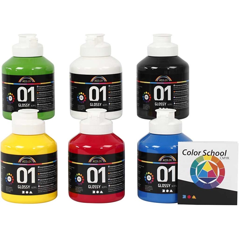 Acrylverf Acolor glossy ass/pk6x500ml