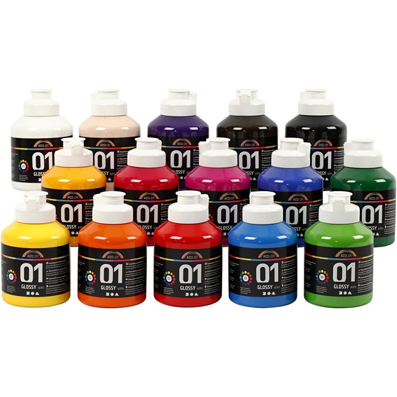 Acrylverf Acolor glossy ass/pk15x500ml