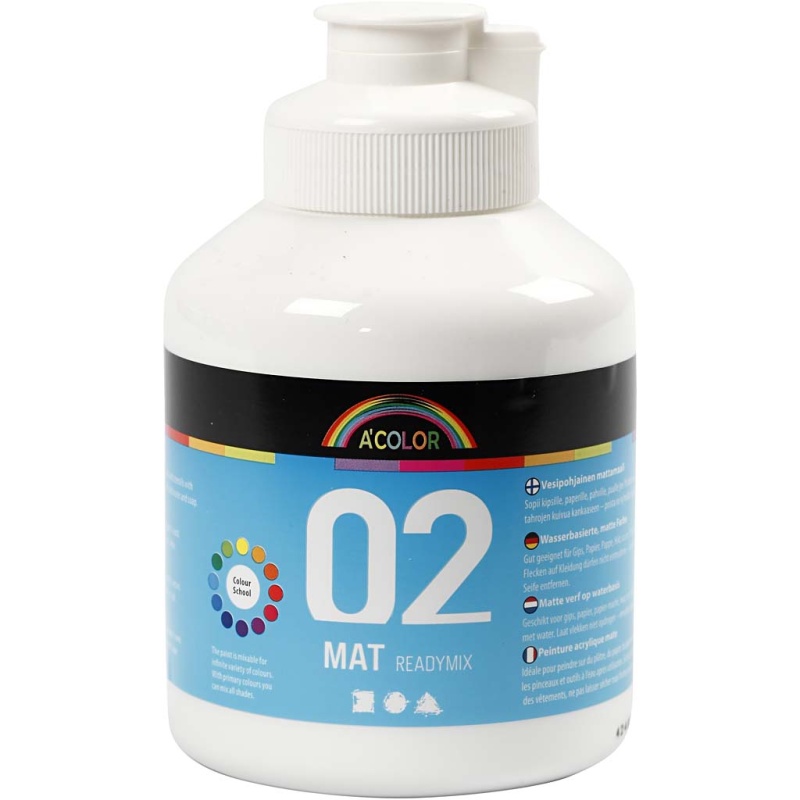 Acrylverf Acolor mat wit/fl500ml
