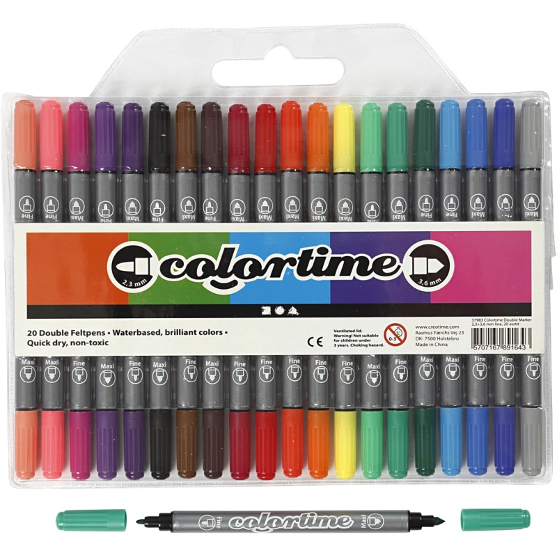 Viltstift Colortime dubbel stand.kl/pk20