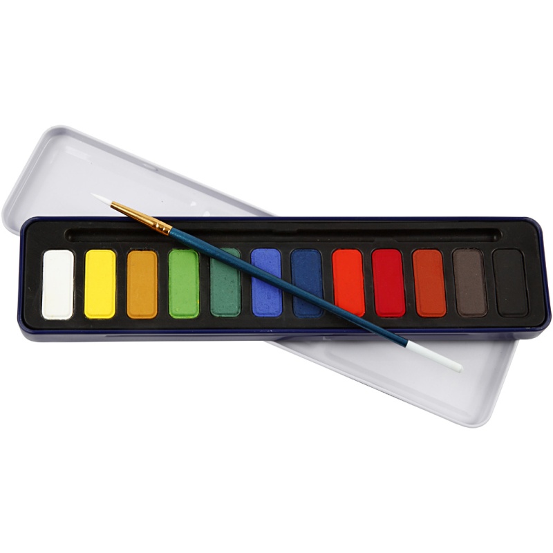 Aquarelverf set Colortime 12-kl m/kwast