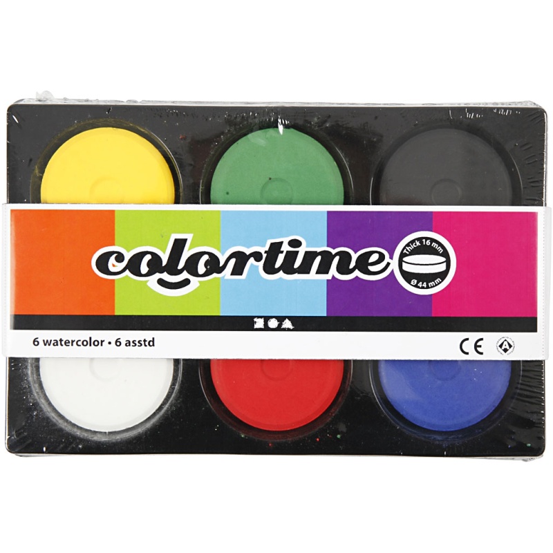 Waterverf Colortime 6-kleuren primair
