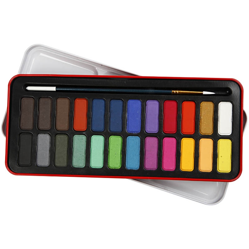 Aquarelverf set Colortime 24-kl m/kwast