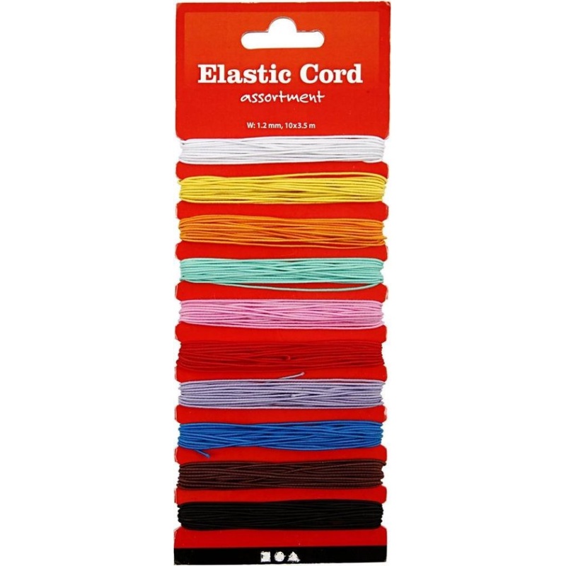 Rijgdraad elastisch 1mm assort/pk10x3,5m