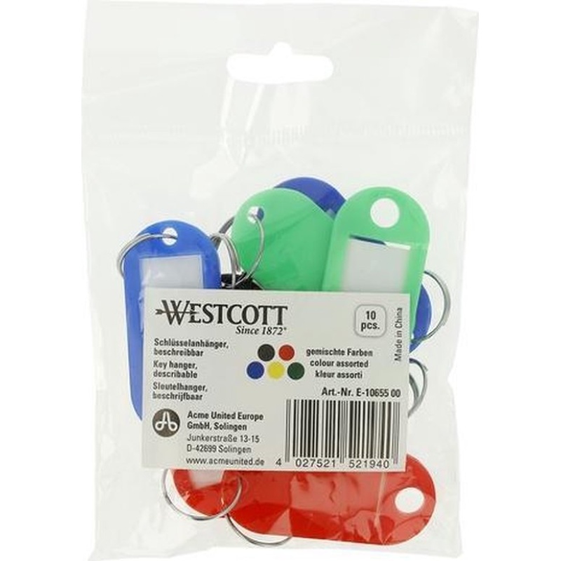 Sleutellabel Westcott assorti/pk10