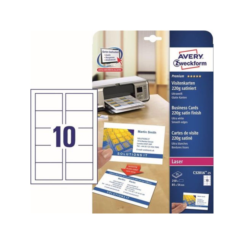 Visitekaart Avery L 85x54 220g/pk 250