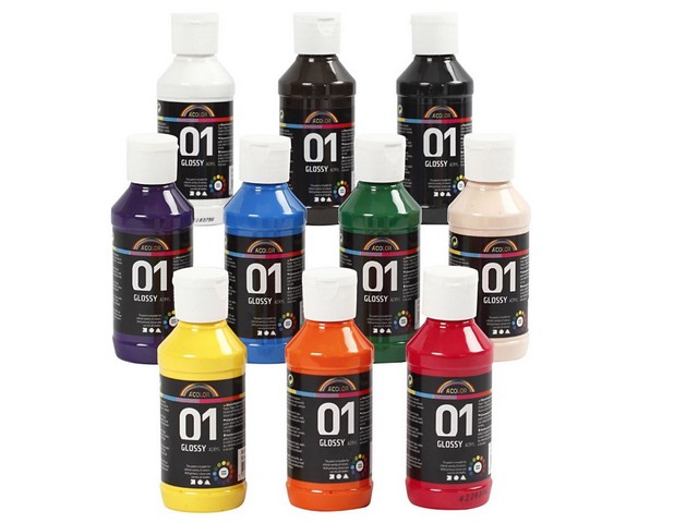 Acrylverf Acolor glossy ass/pk10x100ml