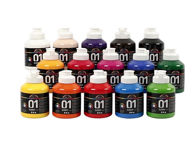 Acrylverf Acolor glossy ass/pk15x500ml