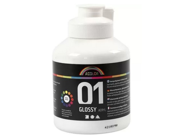 Acrylverf Acolor glossy wit/fl500ml