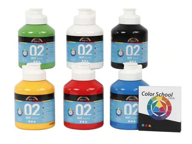 Acrylverf Acolor mat assorti/pk6x500ml