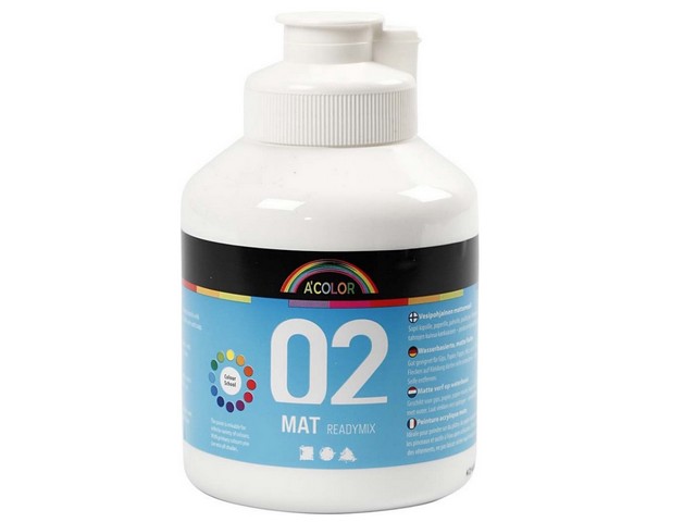 Acrylverf Acolor mat wit/fl500ml